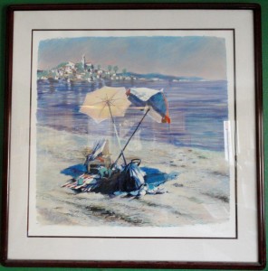 Blue Coast by Aldo Luongo, framed limited edition serigraph